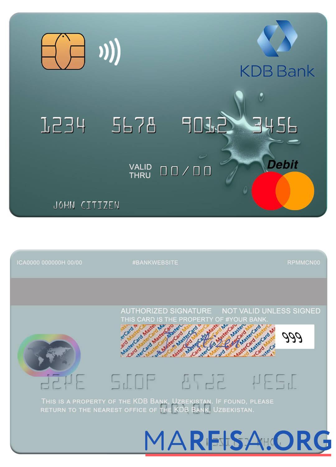 Downloadable Uzbekistan KDB Bank mastercard sample